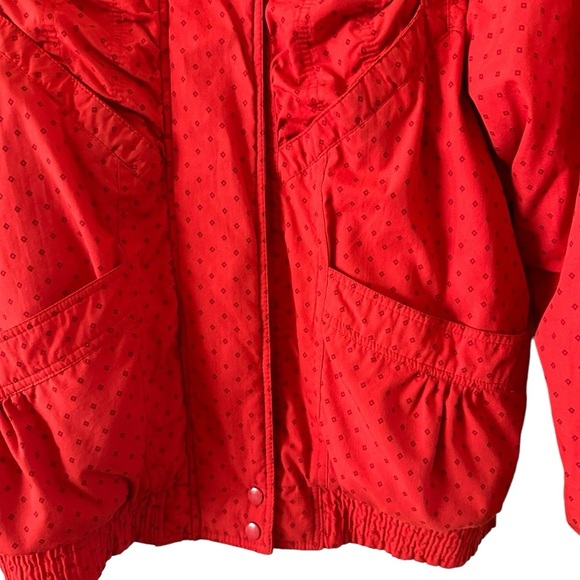 Vintage Fleet Street City Limits red puffer jacket tonal polka dots - Picture 4 of 16